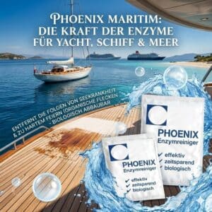 PHOENIX Maritim Enzymreiniger entfernt biologische Flecken und Gerüche nach Seekrankheit und Feiern auf Yacht und Schiff.