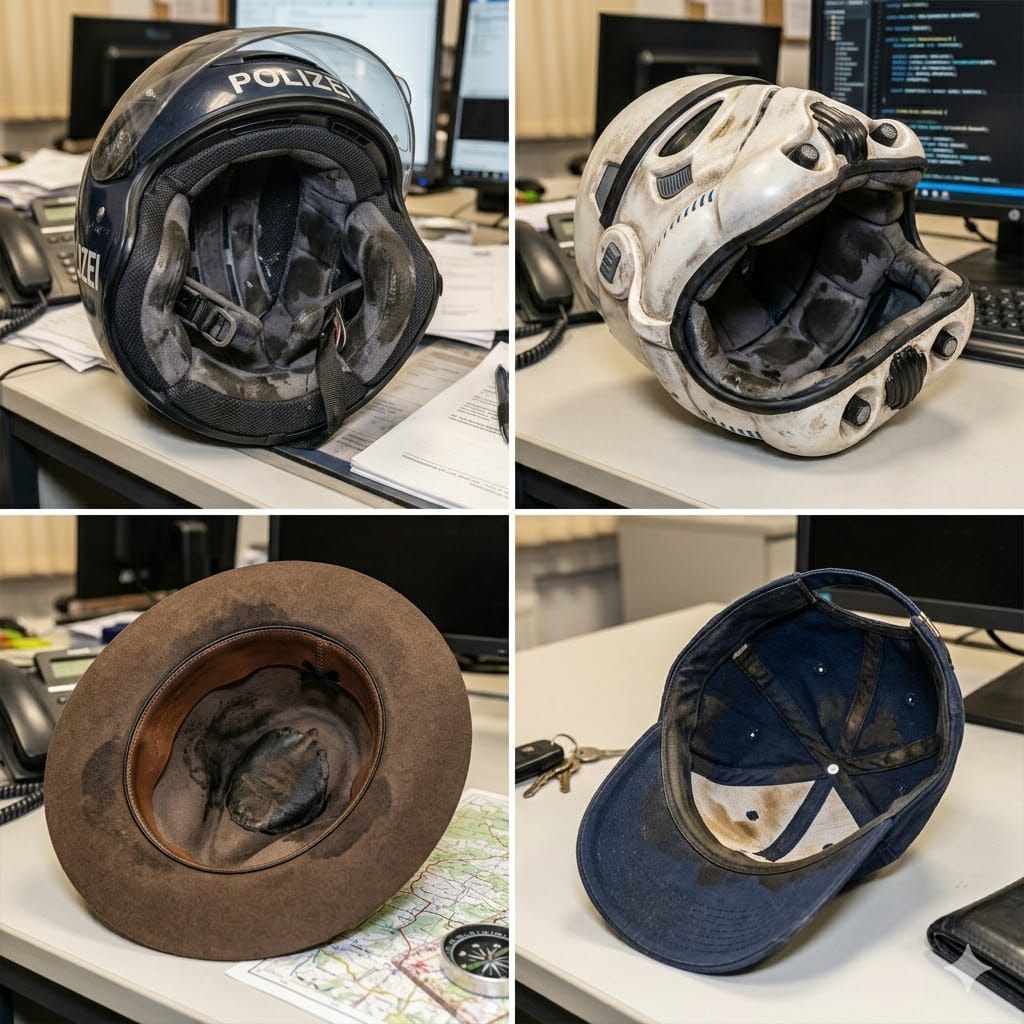 Phoenix Enzymreiniger Test gegen Schweißgeruch: Porentiefe Reinigung von Polizeihelm, Stormtrooper Helm (Star Wars), Hut und Cap – Härtefall-Vergleich.