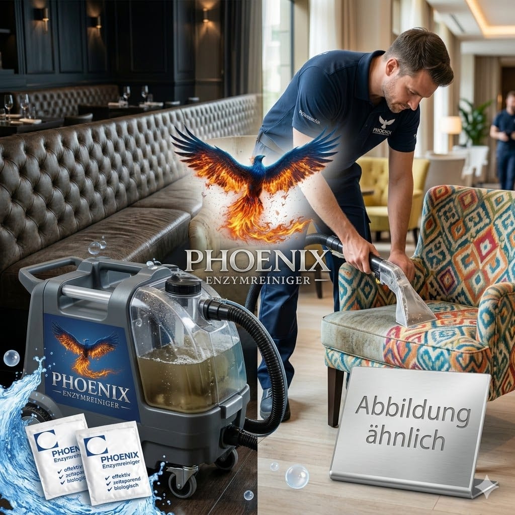 Polster reinigen im Profi-Setting — Phoenix Enzymreiniger mit Sprühextraktor in Hotel und Restaurant
